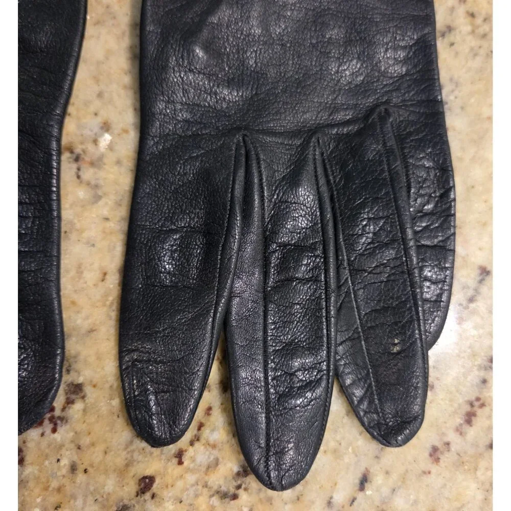Vintage Womens Size M Black Leather Formal 8